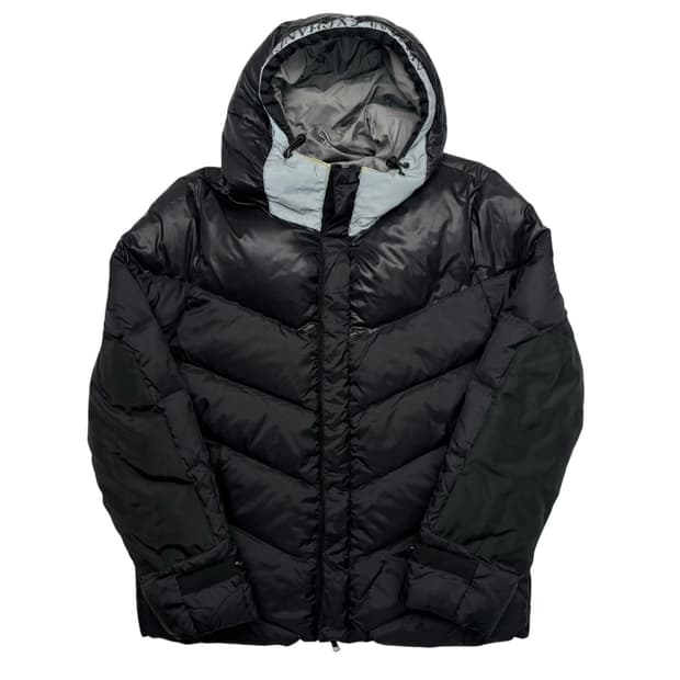 알마니 익스체인지 후드 아치 로고 블랙 패딩 자켓 M