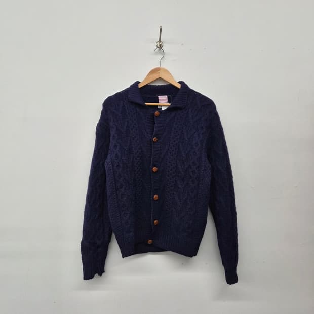 빔즈 네이비 케이블 니트 가디건 여성 L