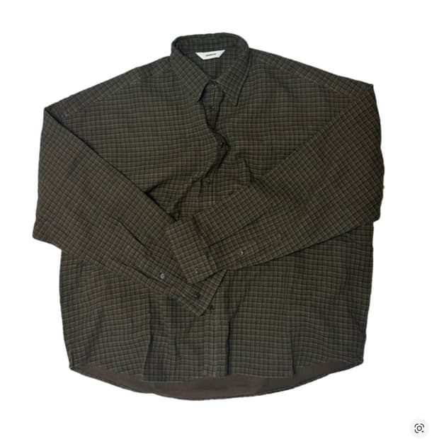 (1) 논노드 크롭 플렉서블 스트링 체크 셔츠 브라운