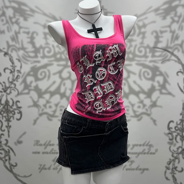 00's gals punk lettering sleeveless