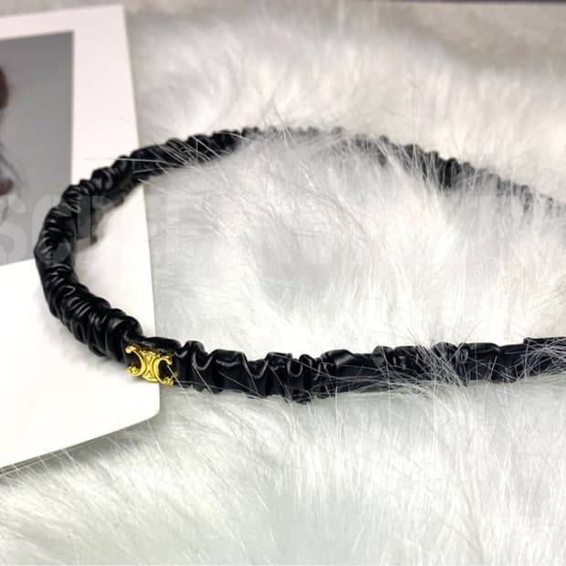 셀린느 레더 헤어밴드 블랙