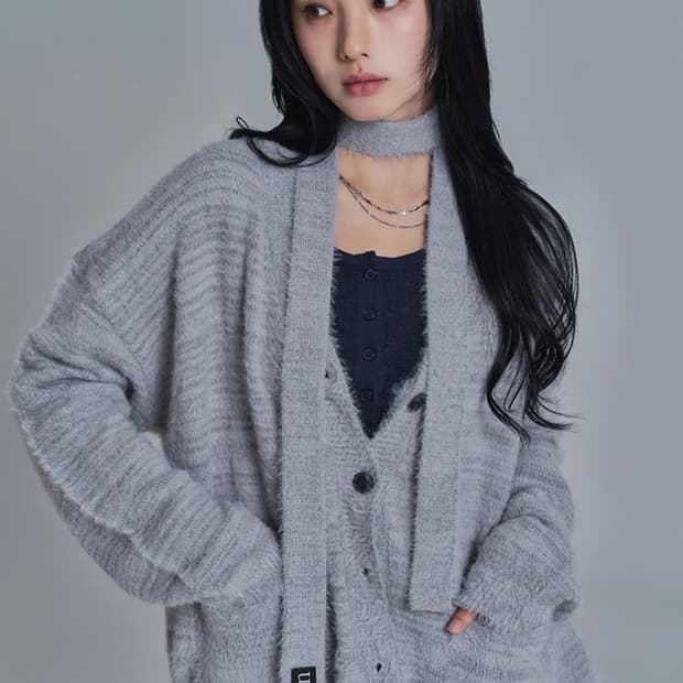 애즈온 luca tie cardigan grey