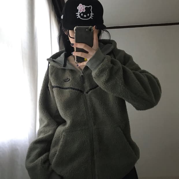 나이키 카키 투웨이 후리스