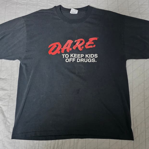 [XL] 90s 빈티지 DARE 티셔츠 블랙 ver.헤인즈5 트래쉬드