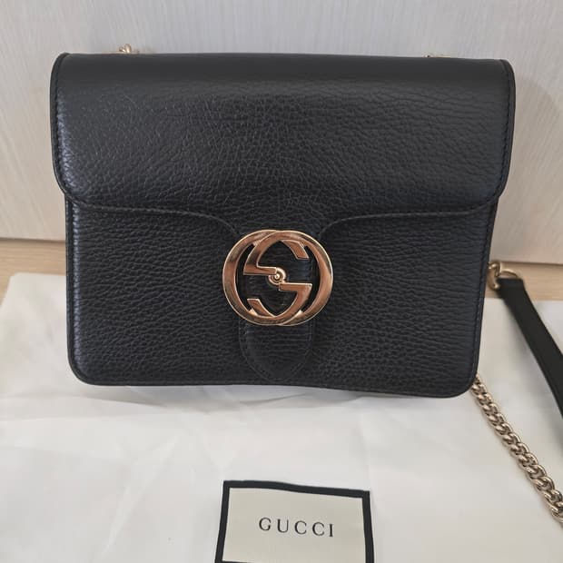 구찌 gg 인터로킹 블랙 체인백 크로스백