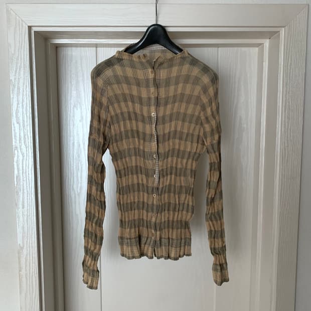 이세이 미야케 화이트라벨 플리츠 체크 탑 아카이브