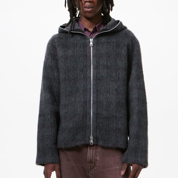 [46,48,50,52]아워레가시26ss체크 헤어리 풀 후드집업/그레이