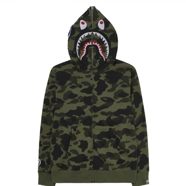 (XL) 베이프 퍼스트 카모 샤크 풀 집 후드집업 녹계