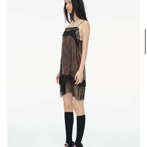 세릭 lace slip dress /brown