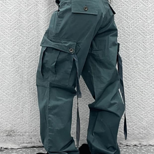 빈티지 스트릿 힙합 민트 그린 스트랩 카고팬츠 M C08824