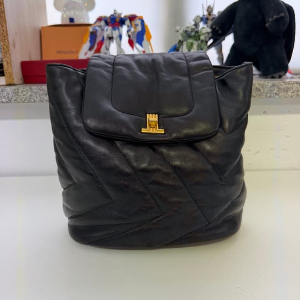 정품) 랑방 컬렉션 한섬 블랙 레더 체인 백팩