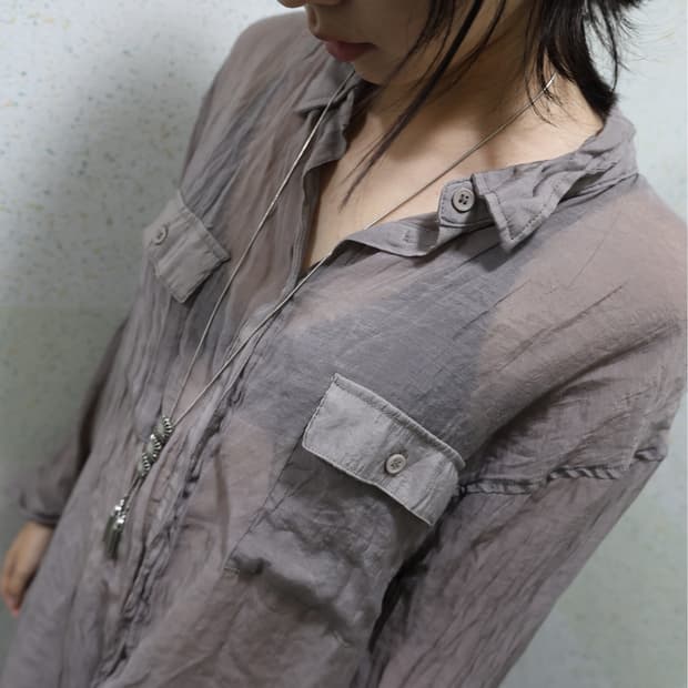 crinkled distressed Sheer shirt