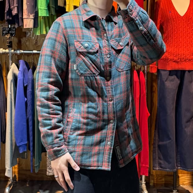 L 디키즈 투포켓 체크패턴 누빔 셔츠 자켓