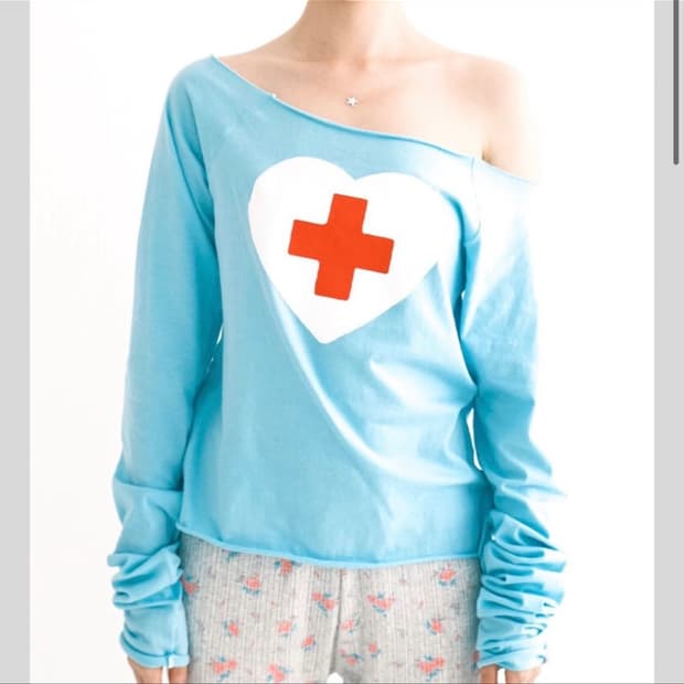 샵페어리 shopfaerie 체리쉬 하트 컷오프 티셔츠 민트