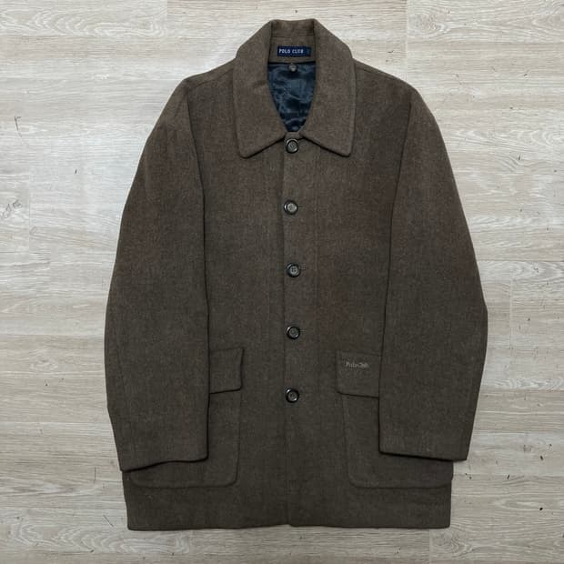 폴로클럽 자수 로고 모직 싱글 하프 맥코트 [브라운] M/95