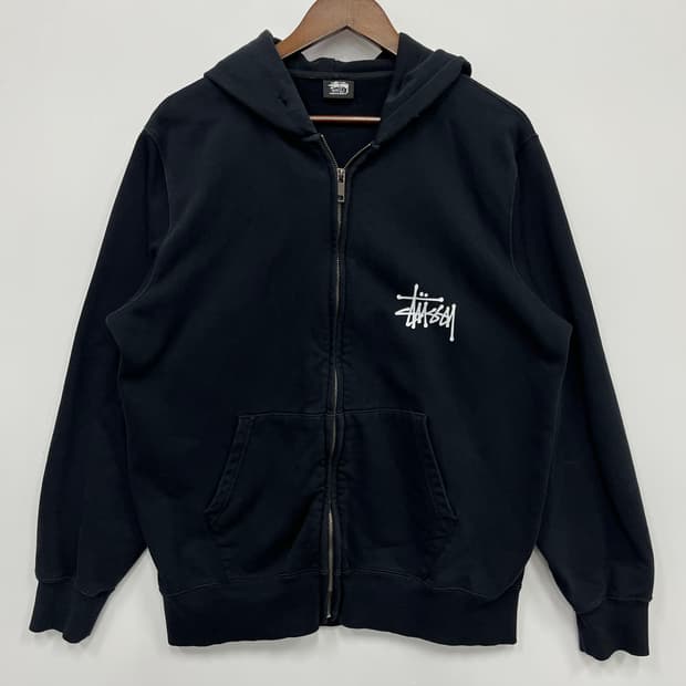 스투시 베이직 블랙 후드집업 