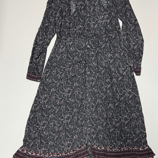 여성 써스데이아일랜드 보더 믹스 슬림 롱 원피스