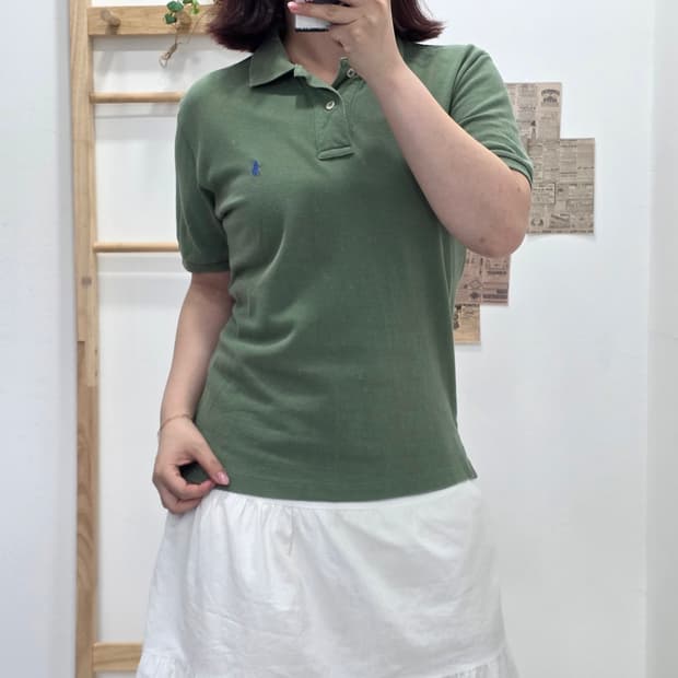 [프립]S/슬림핏 폴로 랄프로렌 반팔 카키색 카라티