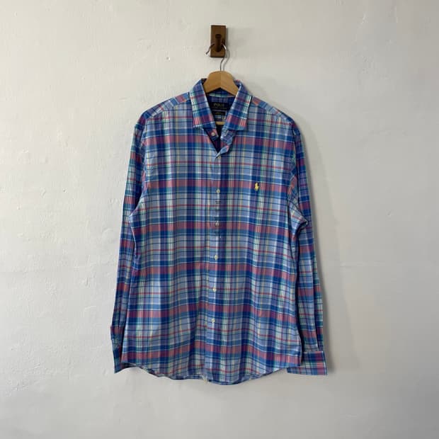 폴로 슬림핏 체크 셔츠