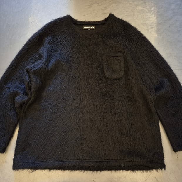 MONITALY 블랙 쉐기 스웨터