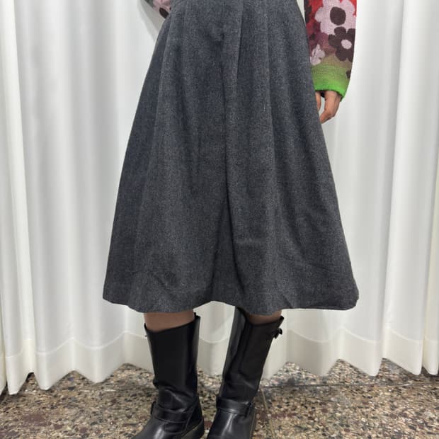 wool gray midi skirt