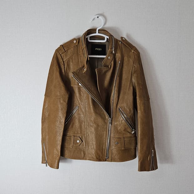 마쥬 maje 가죽자켓 레더 바이커 라이더 양가죽 S (거의새상품)