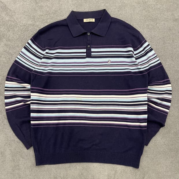 95 올젠 스트라이프 니트 폴로티셔츠