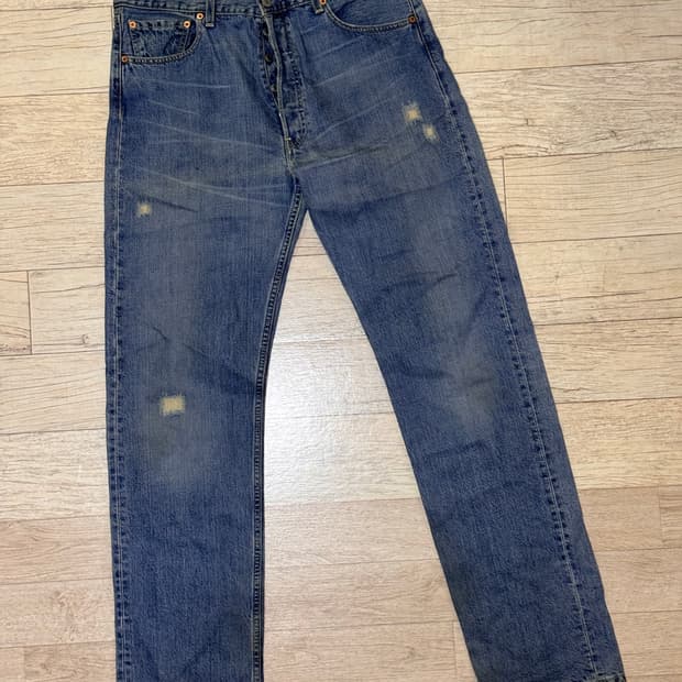 (33-34)유럽 리바이스 501 워싱 데님 lvc 데미지패치