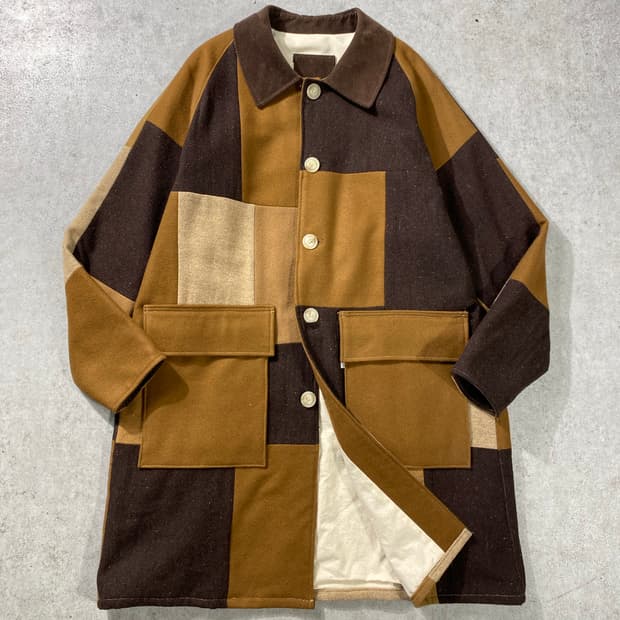 [L] KINOTT 키노트 브라운 패치워크 코트