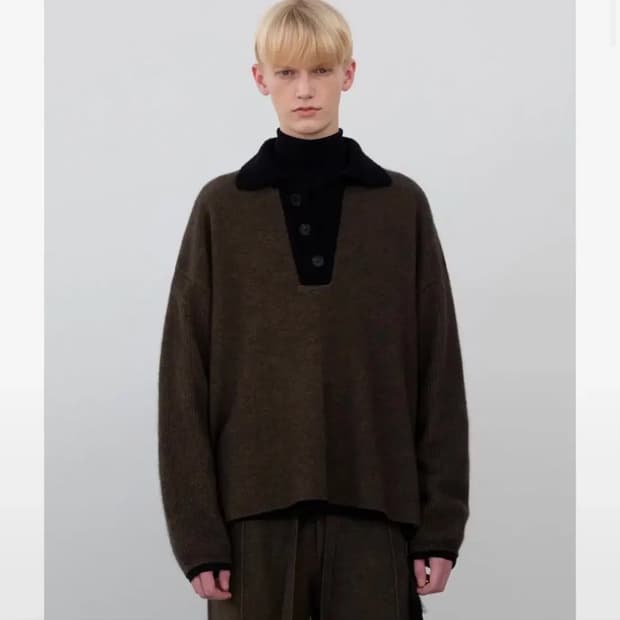 우마뭉 블루 폭스 믹스 칼라 니트 taiga 브라운 m