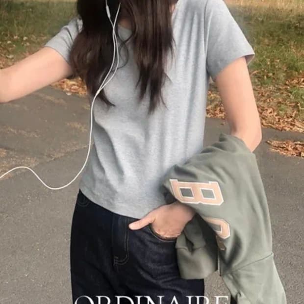 [새상품] 가내스라 이지 데일리 티셔츠 멜란지그레이