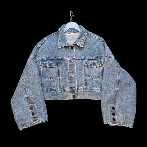 여성-M 크롭 팔왕통 데님자켓 