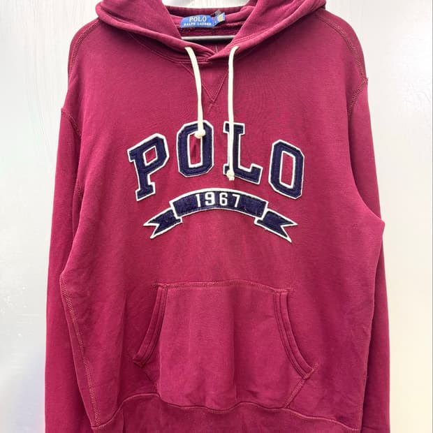 Polo 폴로 랄프로렌 버건디 1967 빅로고 후드티