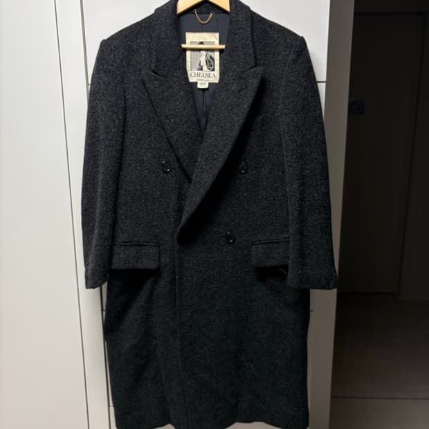 빈티지 모헤어 더블 코트 챠콜 100사이즈