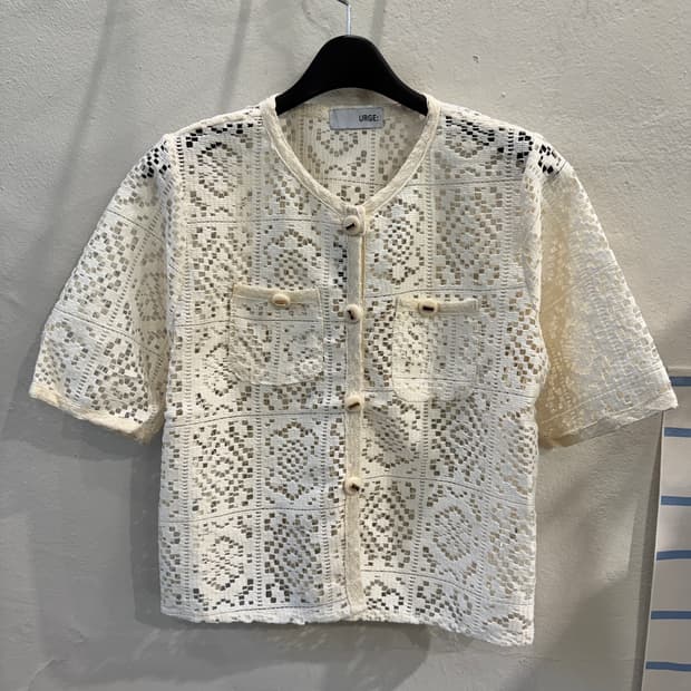 vintage 펀칭 크롭 가디건