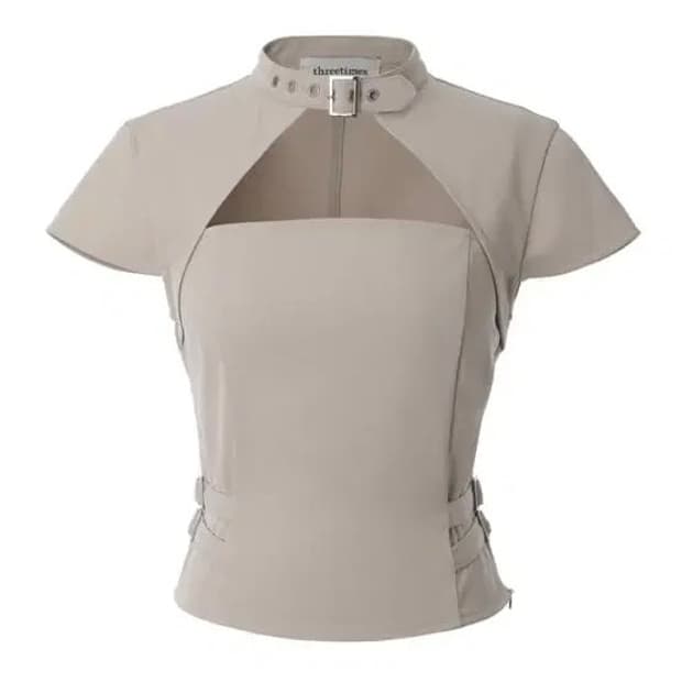 쓰리타임즈 타이디 버클탑 tidy buckle top - 베이지 m