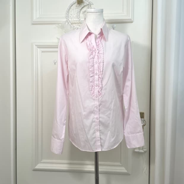 pink lace ruffle point shirt
