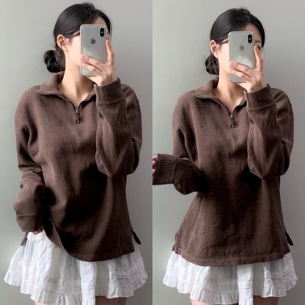 폴로 반집업 니트