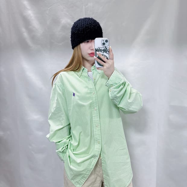 폴로 랄프로렌 그린 스트라이프 셔츠 