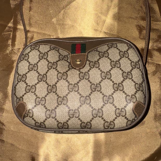 80s 구찌 GG 빈티지 시마 웹 숄더백 브라운