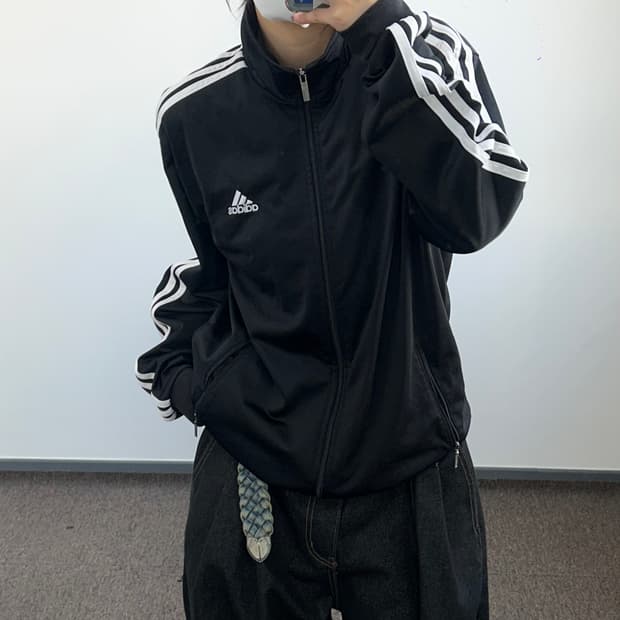 Adidas 아디다스 삼각로고 블랙 트랙탑 져지