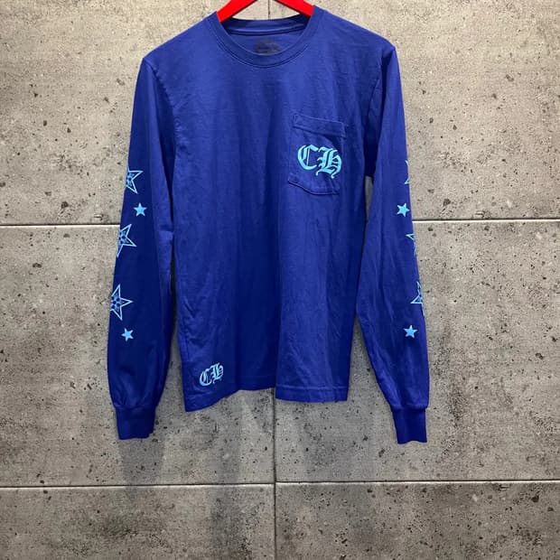 [정품] 크롬하츠 STAR POCKET L/S TEE BLUE M