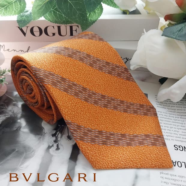 불가리 실크 세븐폴드 스트라이프 넥타이 9.8cm A+등급  K1263
