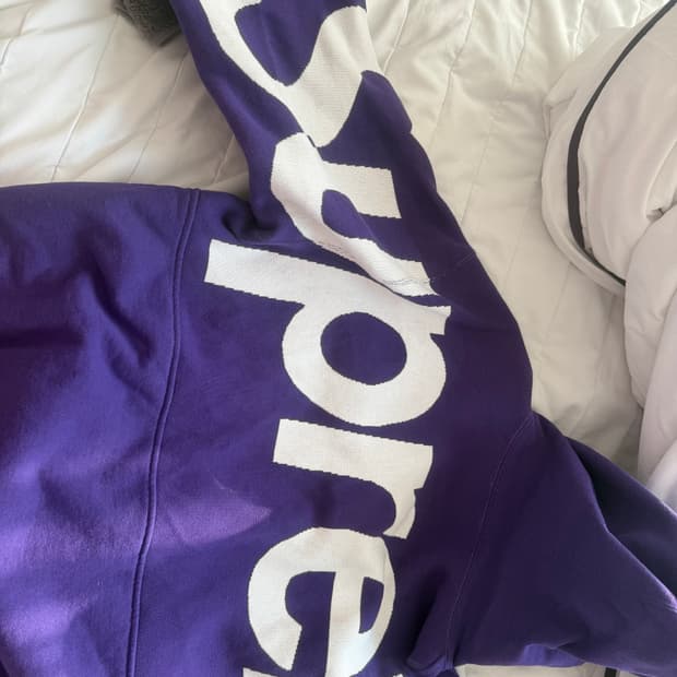 슈프림 빅 로고 자카드 후드 스웨트셔츠 퍼플