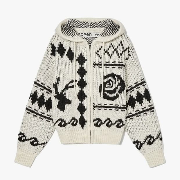 오픈yy 자카드 니트 집업 