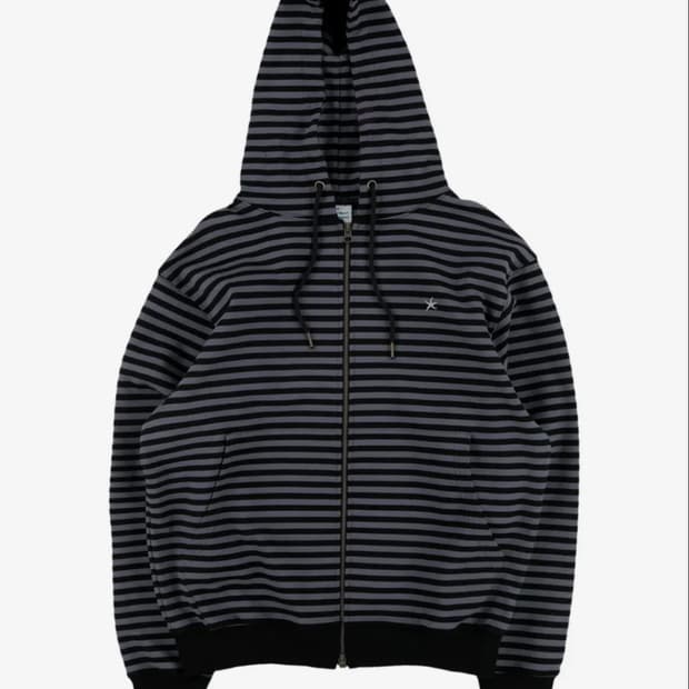 더콜디스트모먼트 TCM stripe hooded zip-up (charc