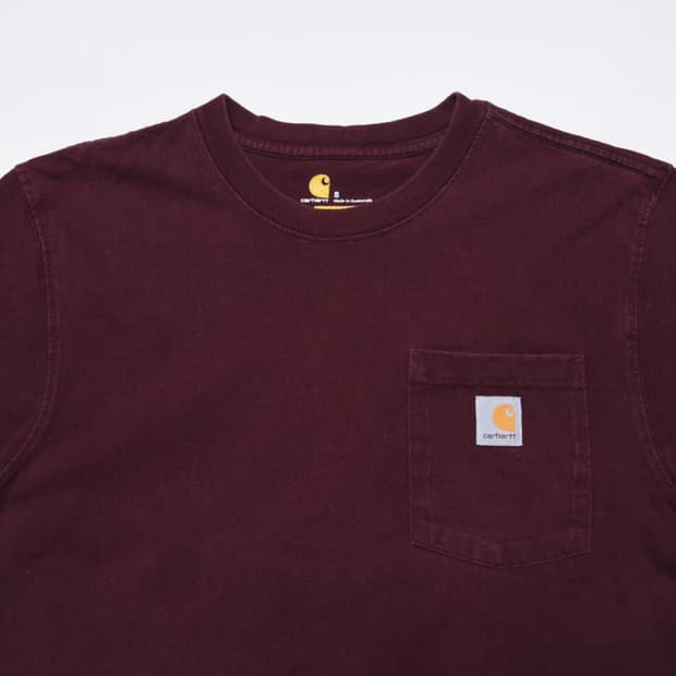 👕 Carhartt K87 루즈핏 헤비웨이트 포켓 반팔 티셔츠 와인 컬