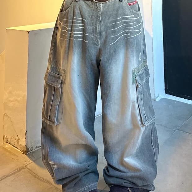Dog town Grey denim washing cargo pants