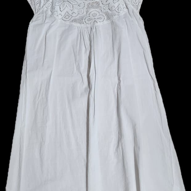 일본 빈티지 모리 화이트 크로쉐 레이어드 반소매 원피스