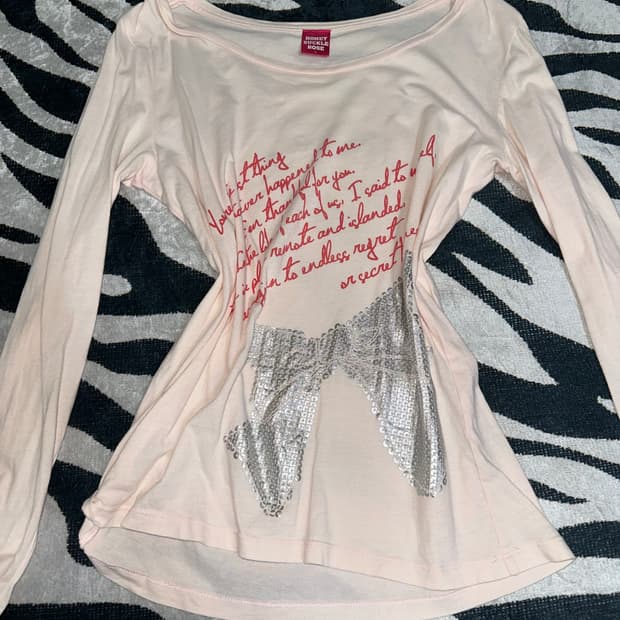 일본빈티지 베이비 핑크 리본 롱슬리브 라떼갸루 히메갸루 오메가루 리즈리사